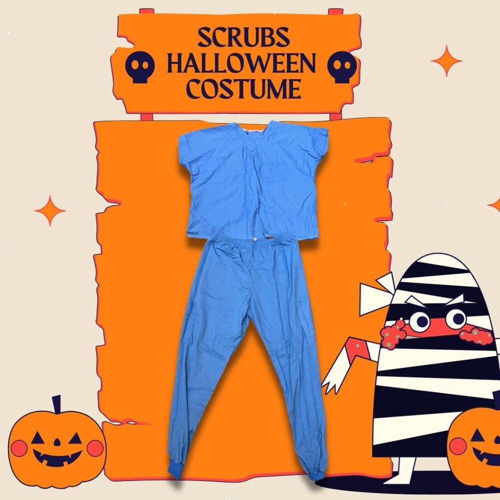 Blue Standard Textile TwillTouch Scrubs Halloween Costume Set XL Cotton/Polyeste